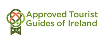 Approved Tourist Guides of Ireland logo featuring a Celtic knot design and the acronym ATGI.